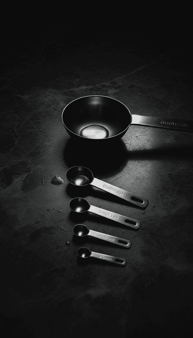Set of stainless steel measuring spoons